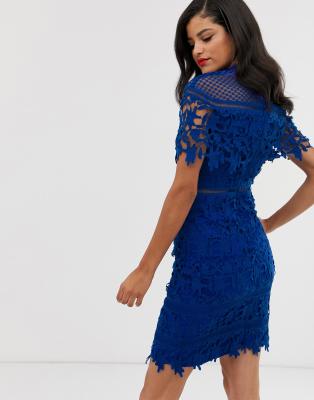 chi chi london lace high neck mini dress