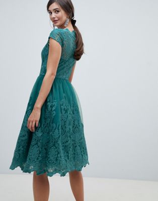 green bardot prom dress
