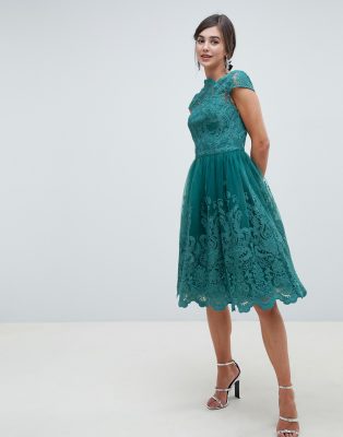 green bardot prom dress