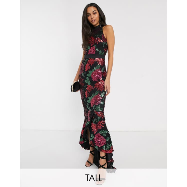 Chi Chi London Tall sequin embellished maxi dress in multi ASOS