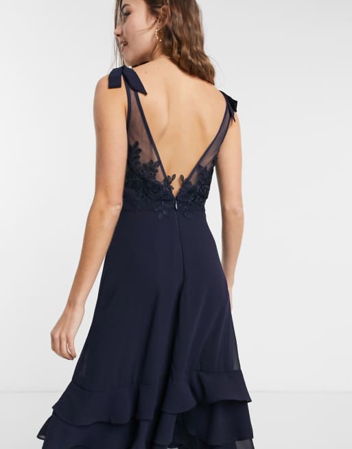 Chi Chi London - Vestito mini con scollatura profonda sulla schiena navy, 2 di 4