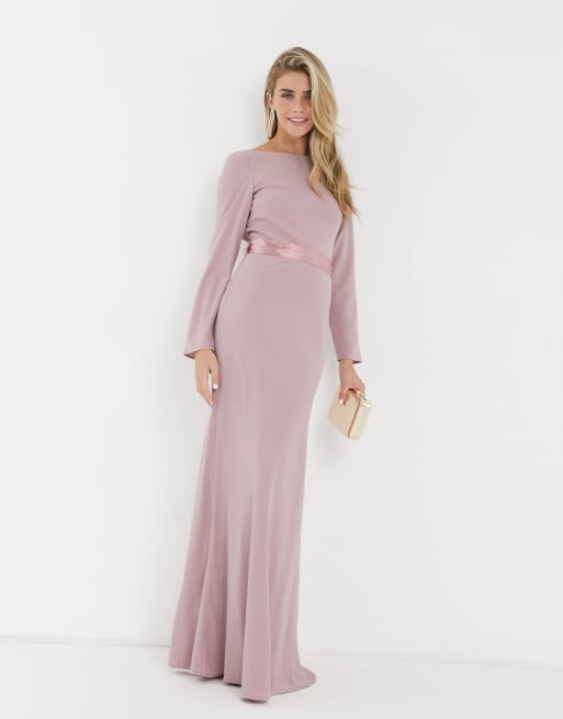 Chi Chi Valentina bow back maxi dress in pink