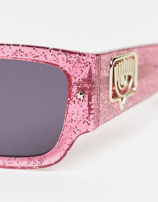 Chiara - Firkantede solbriller glimmer pink | ASOS
