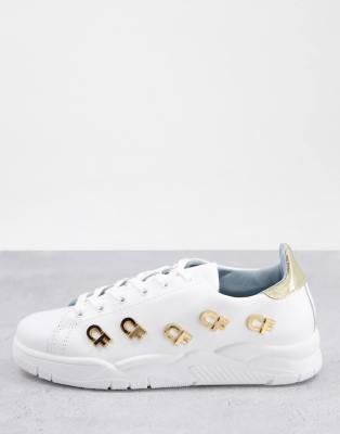 Chiara Ferragni roger logo sneakers in white and gold - ASOS Price Checker