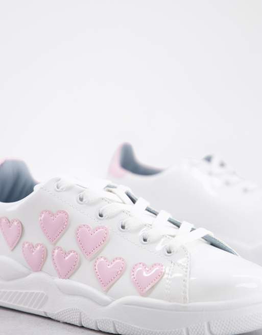 Chiara Ferragni – Roger – Biało-różowe sneakersy ze wzorem z sercami, 2 z 4