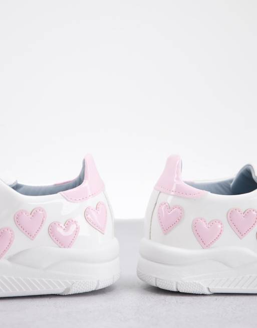 Chiara Ferragni – Roger – Biało-różowe sneakersy ze wzorem z sercami, 4 z 4