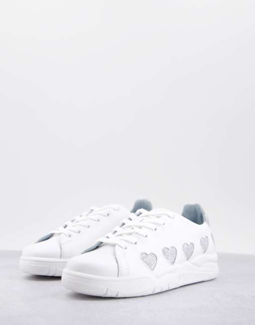 Chiara Ferragni roger heart sneakers in white and silver