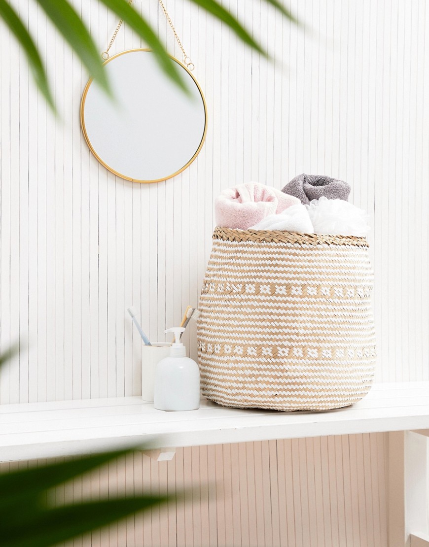 Chickidee natural & white seagrass basket-Multi
