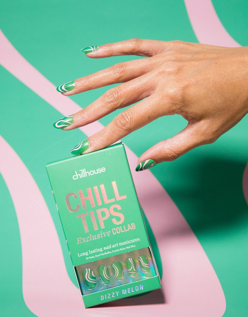 Chillhouse Chill Tips Re-useable Press-on Nails in Dizzy Melon-Multi