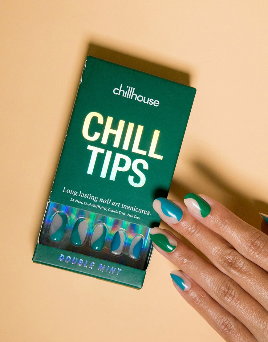 Chillhouse Chill Tips Re-useable Press-on Nails in Double Mint-Multi