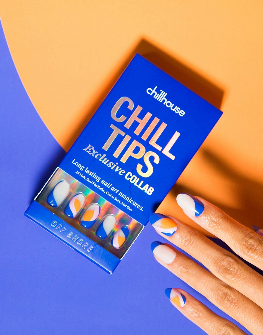 Chillhouse Chill Tips Re-useable Press-on Nails in Off Shore-Multi