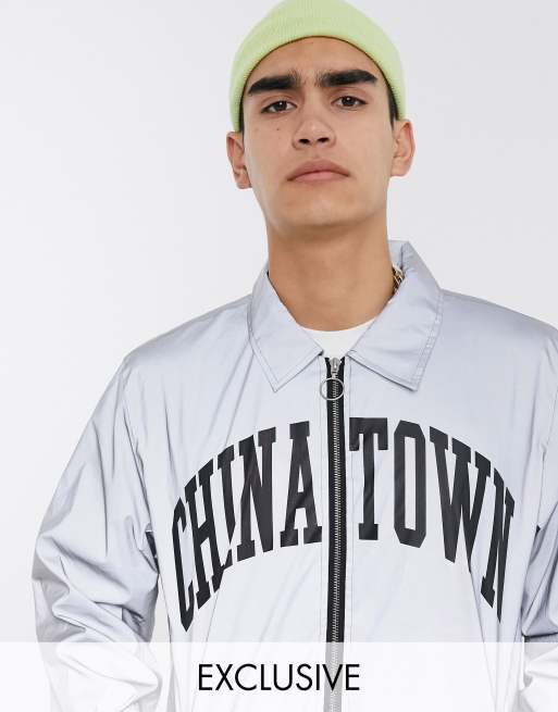 Chinatown Market Arc reflective coach jacket in silver