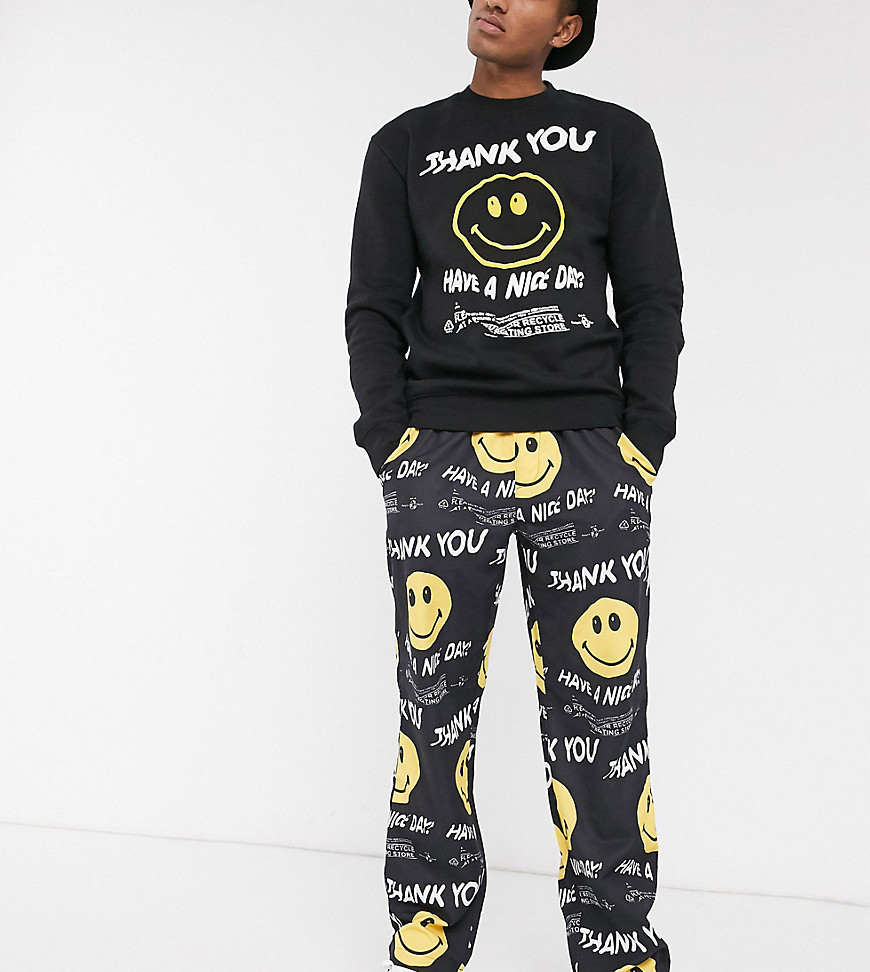 Chinatown Market Smiley Twisted Have A Nice Day Lightweight Woven Pants In Black