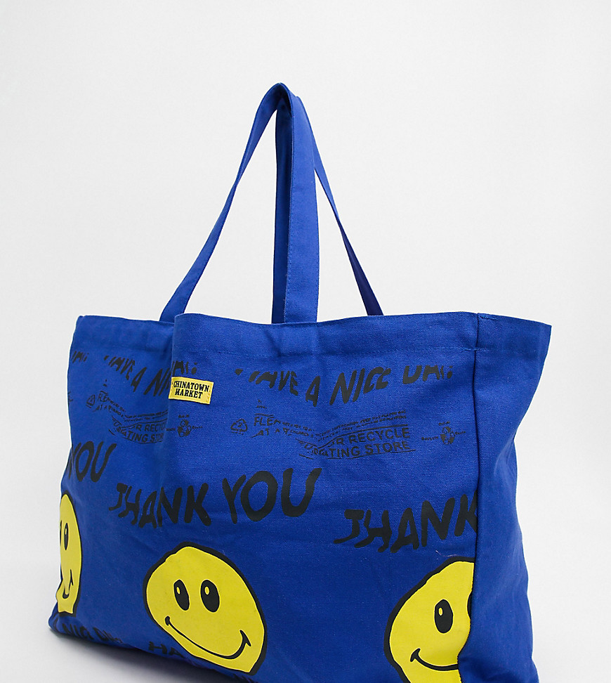 Chinatown Market Smiley Twisted tote bag in blue