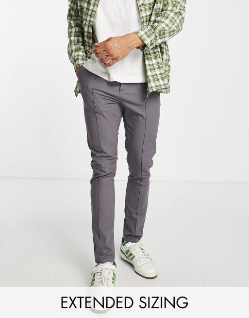 Chinos color carbón de corte pitillo con jaretas de ASOS DESIGN