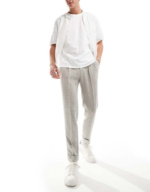 Chinos de vestir marrón claro de corte tapered de tejido texturizado de ASOS DESIGN