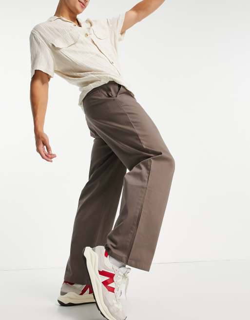 Chinos marrones de corte ancho de ASOS DESIGN