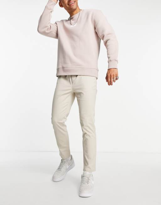 Chinos pitillo beis con cintura elástica de ASOS DESIGN