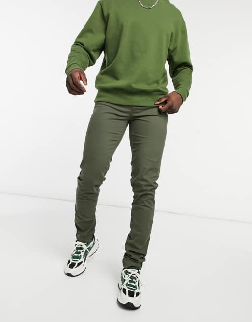 Chinos pitillo caqui con bajos remangados de ASOS DESIGN