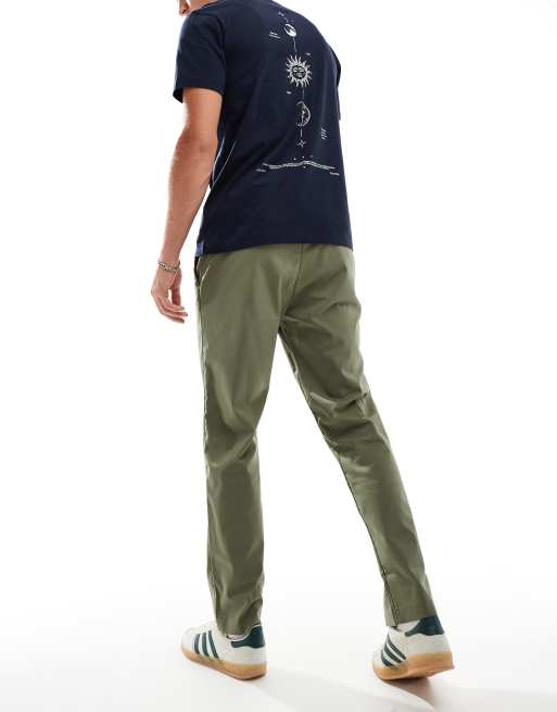 Chinos verde oscuro técnicos de pernera recta slim de nailon de algodón de Hollister, 3 de 5