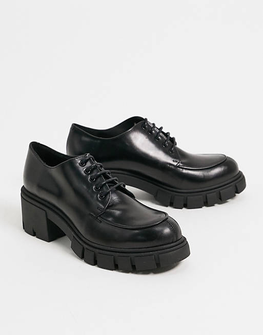 Chio chunky lace up shoes in black leather | ASOS