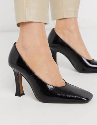 asos black court shoes