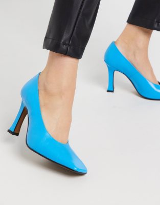 blue leather court shoes