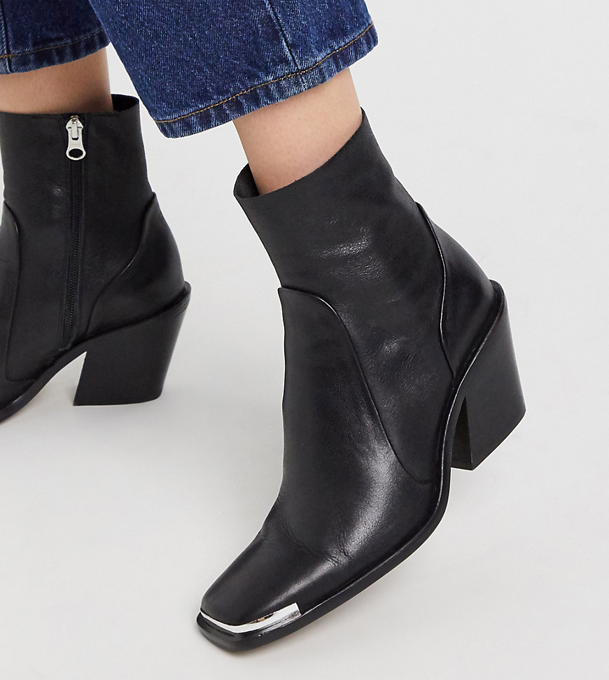 Chio - Eksklusive western-støvler i sort læder med firkantet tå og tåhætte