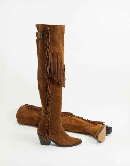 Over the hotsell knee fringe boots