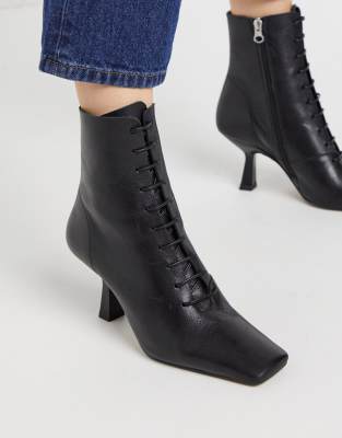 black leather ankle boots with laces