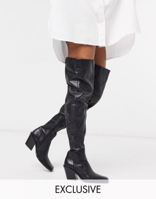 black leather over the knee boots