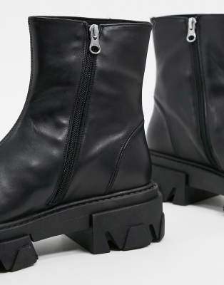 black ankle chunky boots
