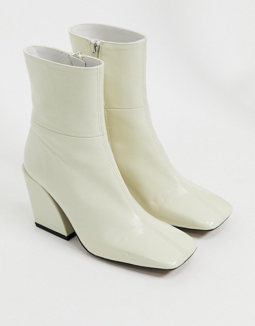 Chio square toe boots in white leather