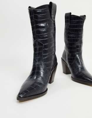 black croc embossed boots