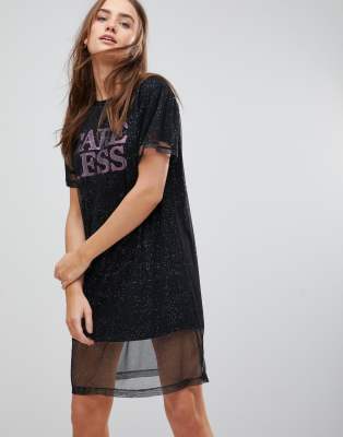 mesh shirt dress black