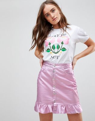 Chorus – T-shirt med blommönster i satin-Vit