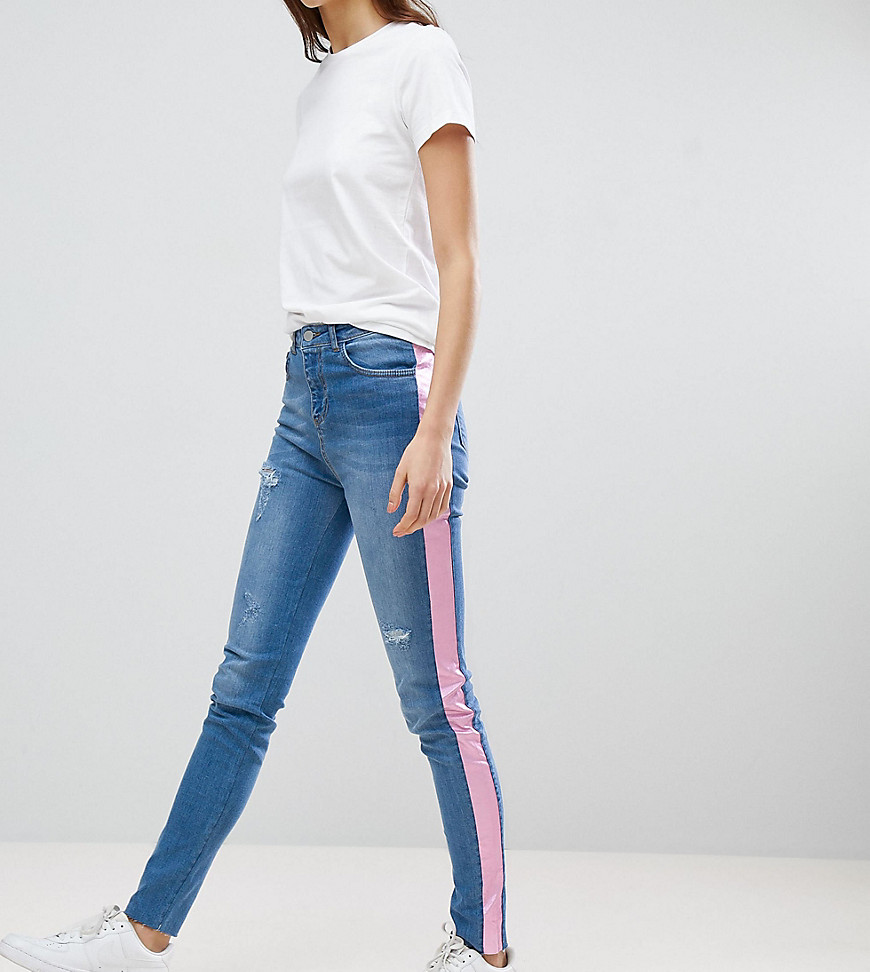 Chorus Tall – Skinny jeans med rosa revär-Blå