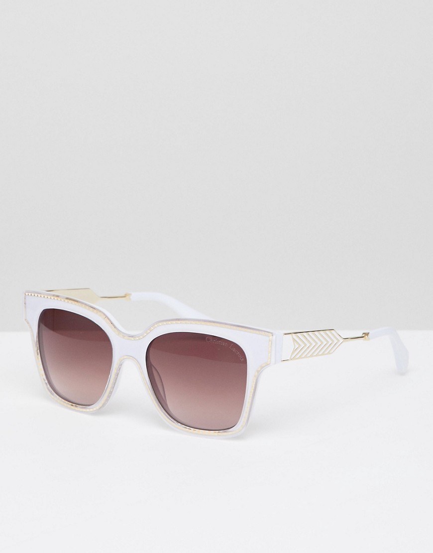 Christian Lacroix - cremefarvede firkantede solbriller-Hvid
