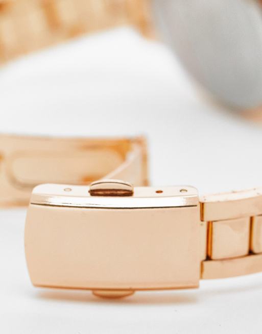 Christian Lars – Armbanduhr und Ohrringe im Geschenkset in Roségold, 4 von 4