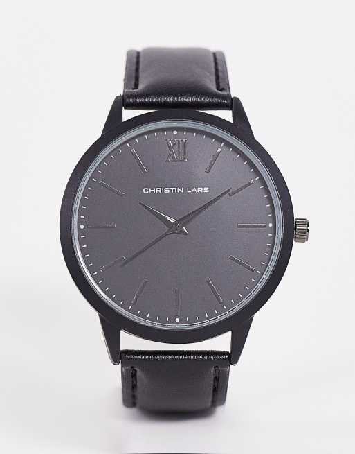 Christian Lars Montre homme ton sur ton Noir