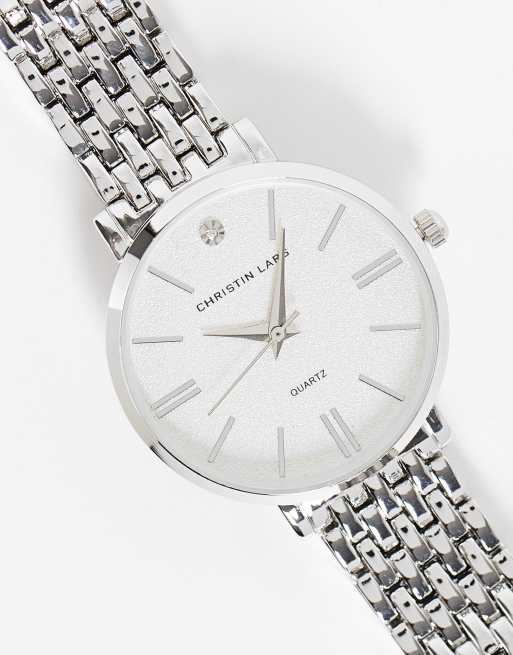 Christian Lars - Orologio da donna con bracciale a maglie argento