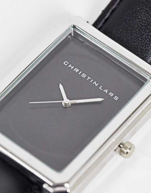Christian Lars - Orologio da donna nero con quadrante rettangolare, 4 di 4