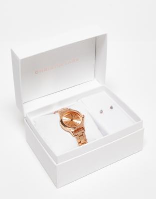 Christin Lars Christian Lars Watch And Earring Gift Set In Rose Gold ModeSens