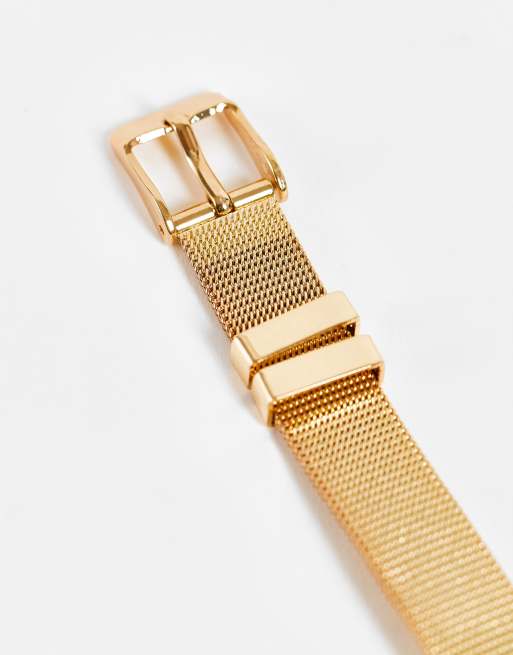 Christian Lars Womens slimline stainless steel mesh strap watch in gold, 3 of 4
