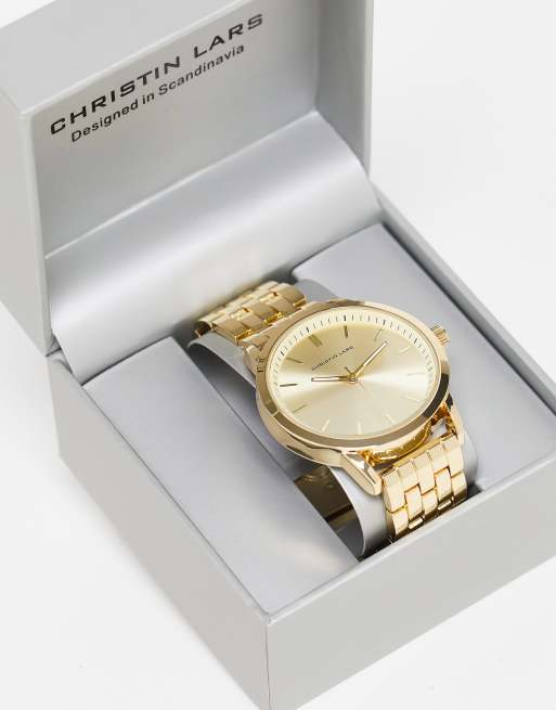 Christin Lars – Armbanduhr in Gold-Optik mit breiten Gliedern, 2 von 4