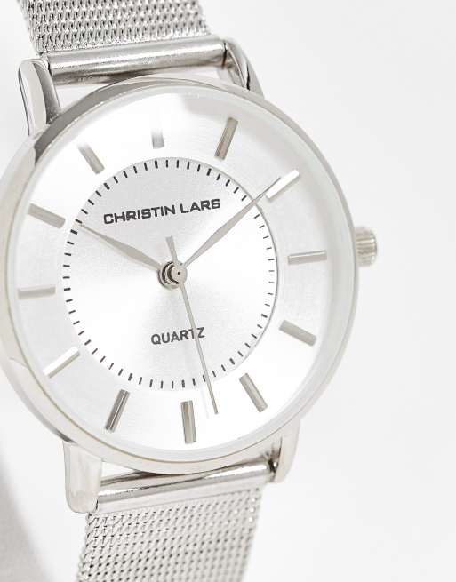 Christin Lars – Armbanduhr mit Gliederarmband in Silberoptik mit silberfarbenem Zifferblatt
