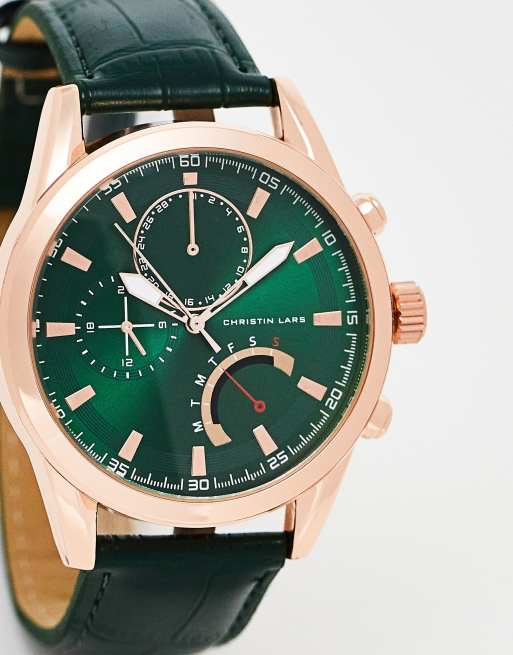 Christin Lars - Chronograaf horloge in donkergroen