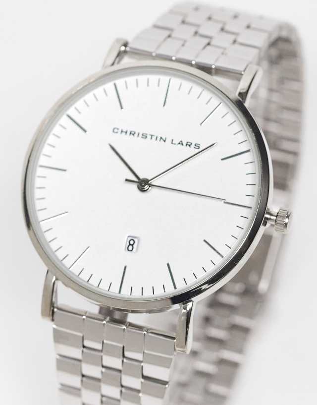 Christin Lars chunky link strap watch in silver