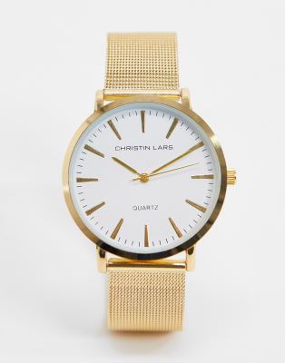 Christin Lars - Gouden horloge met witte wijzerplaat | ASOS