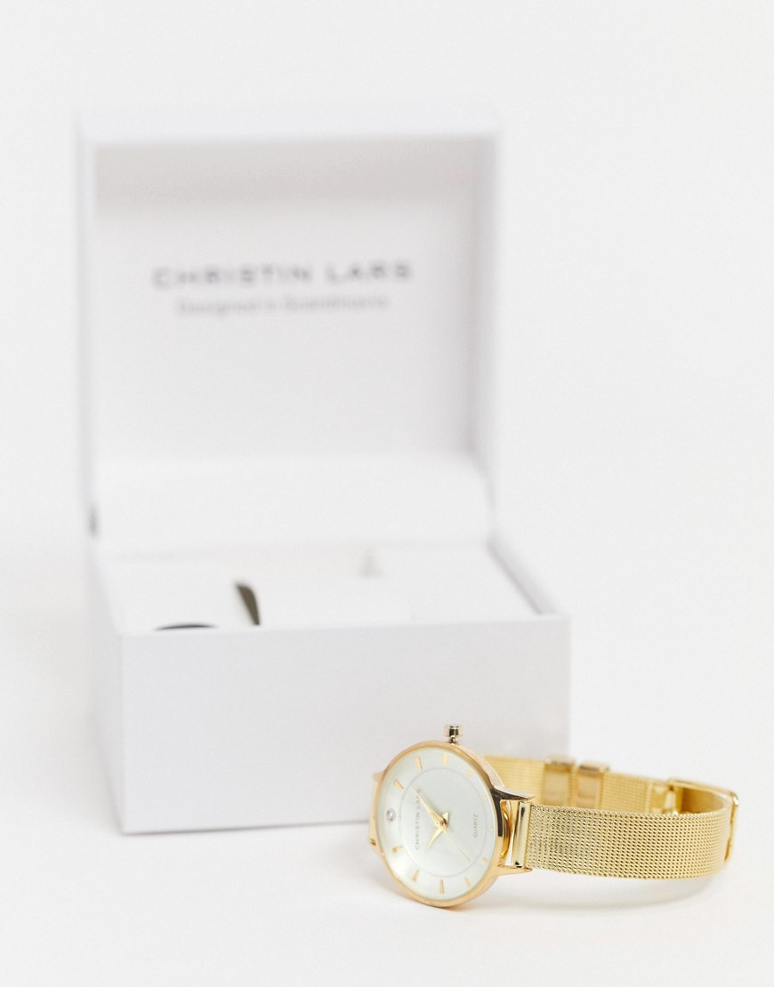 Christin Lars - Guldfarvet armbåndsur med mesh